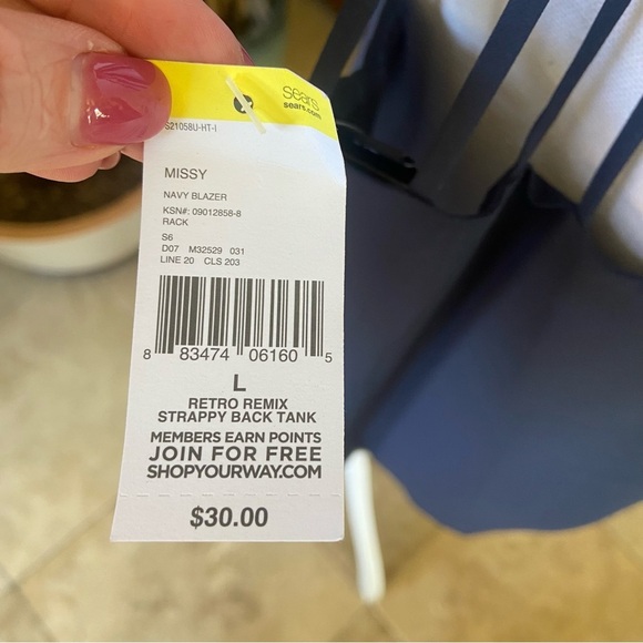 Metaphor Retro Remix Strappy Back Tank Size L Navy Blue Silky Casual Spring Airy - Picture 7 of 7